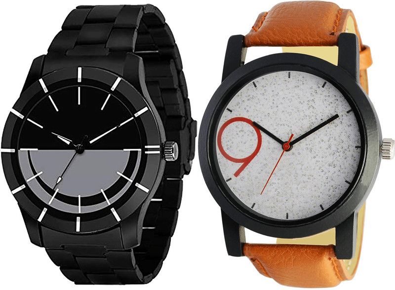 combo watch Analog Watch - For Men & Women Modish Heart Analogue Black And Brown Color Boys And Men Watch - B108-B33 (Combo Of 2 )