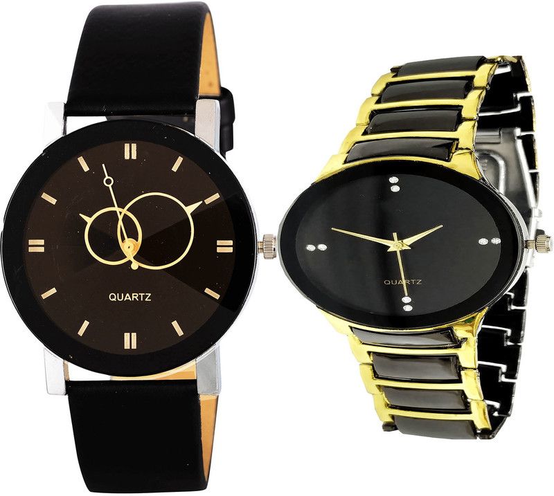 combo watch Analog Watch - For Girls Latest Professional Geometric Design Analogue Black Color Boys And Men Watch - B135-B69 (Combo Of 2 )