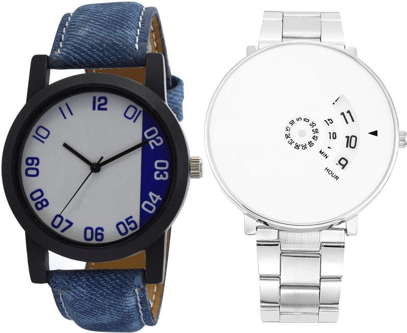 combo watch Analog Watch - For Girls Contemporary Style Analogue Blue And Silver Color Boys And Men Watch - B40-B82 (Combo Of 2 )
