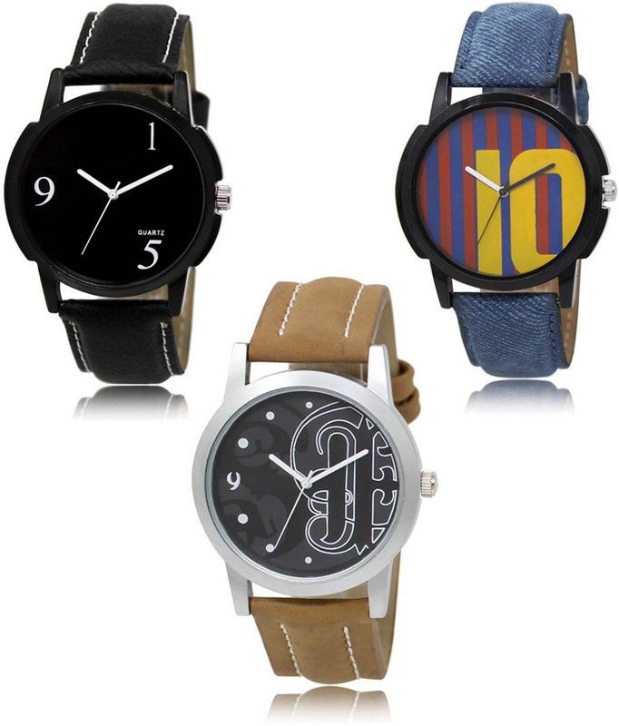Stylish Attractive Professional Designer Combo Analog Watch - For Men LR-06-10-14 Hot Selling Premium Quality Collection Latest Set of 3