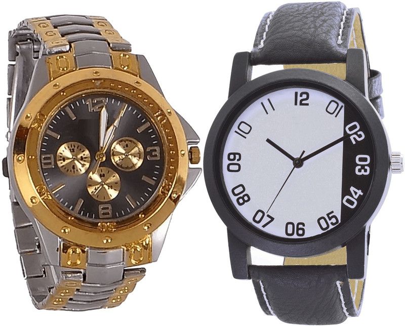 combo watch Analog Watch - For Girls Contemporary Tread Analogue Silver And Black Color Boys And Men Watch - B76-B41 (Combo Of 2 )