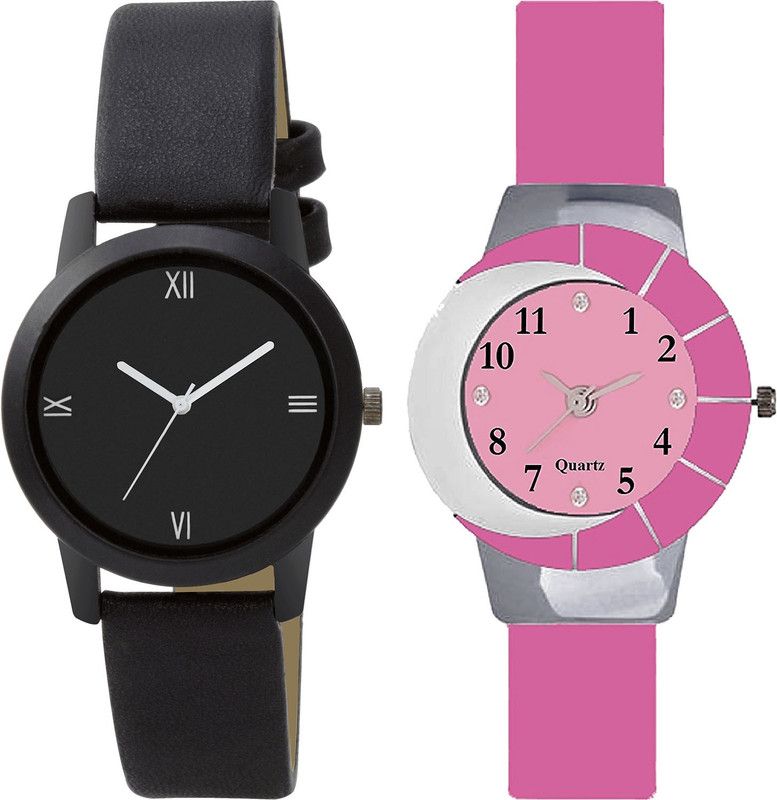 combo watch Analog Watch - For Girls Treading Wrist Analogue Black And Pink Color Girls And Women Watch - G440-G9 (Combo of 2 )