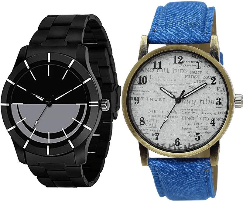 combo watch Analog Watch - For Girls Latest Fancy Analogue Black And Blue Color Boys And Men Watch - B108-BL46.28 (Combo Of 2 )