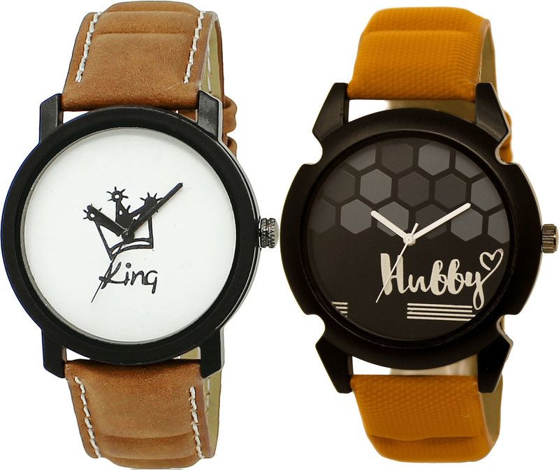 combo watch Analog Watch - For Girls Brand New Valentine King And Hubby Analogue Brown Color Boys And Men Watch - BL46.18-BL46.32 (Combo Of 2 )