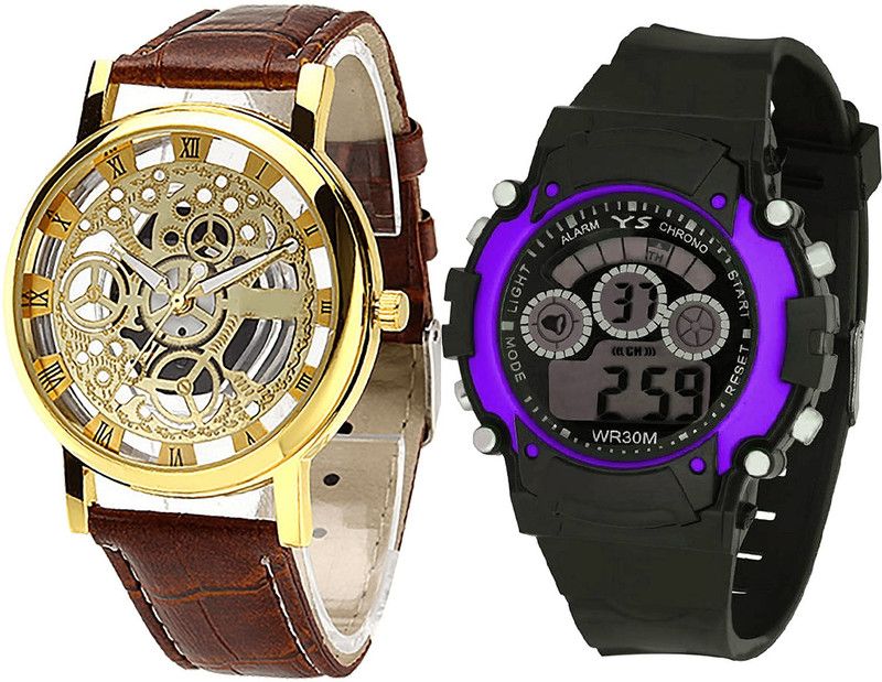 combo watch Analog Watch - For Girls Brand New Tread Open And Kids Analogue Brown And Black Color Boys And Men Watch - B45-B133 (Combo Of 2 )