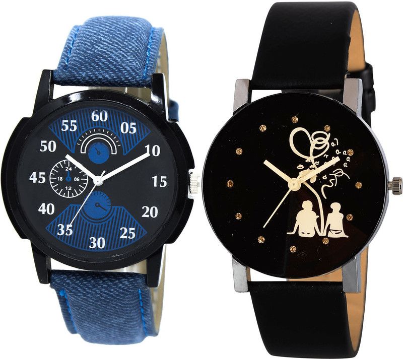 combo watch Analog Watch - For Girls Brand New Tread Couple Love Analogue Blue And Black Color Boys And Men Watch - BL46.2-B138 (Combo Of 2 )