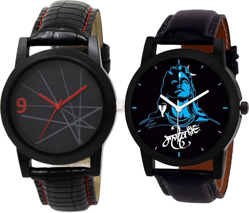 combo watch Analog Watch - For Girls New Exclusive Mahadev Analogue Black Color Boys And Men Watch - BL46.8-B23 (Combo Of 2 )