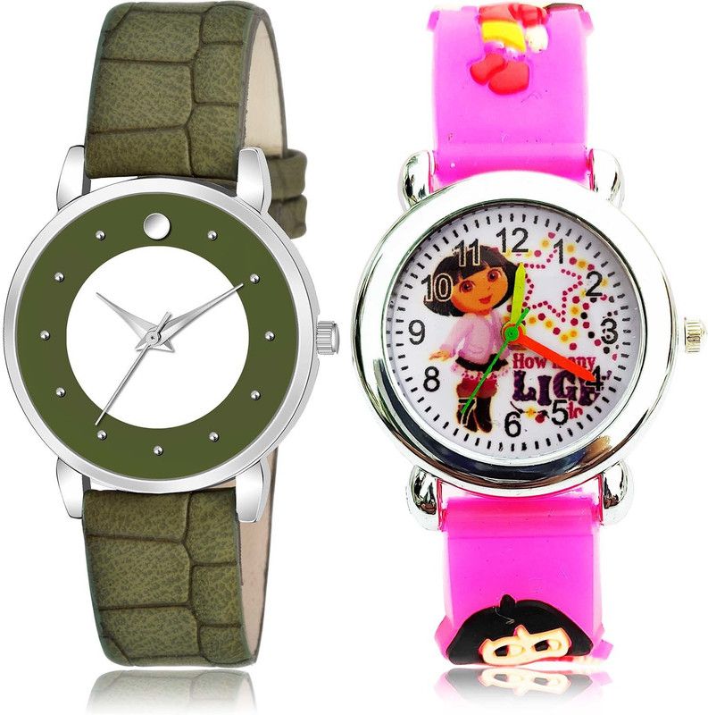 combo watch Analog Watch - For Girls Modern Quartz Dora The Explorer Kids 2 Watch Combo For Girls And Women - GM336-GC194