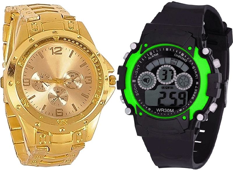 combo watch Analog Watch - For Girls Collegian Kids Analogue Gold And Black Color Boys And Men Watch - B71-B3 (Combo Of 2 )