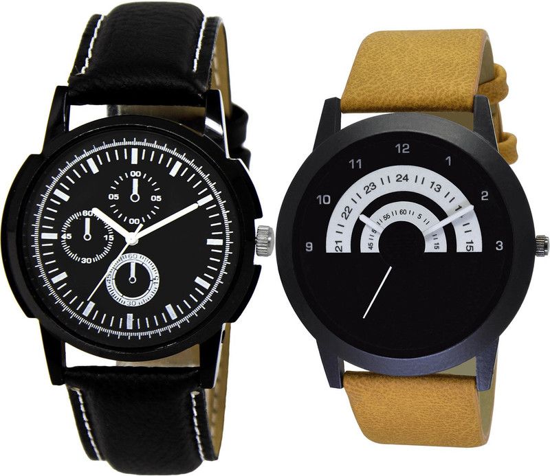 combo watch Analog Watch - For Girls Contemporary Diwali Analogue Black And Brown Color Boys And Men Watch - BL46.13-B49 (Combo Of 2 )