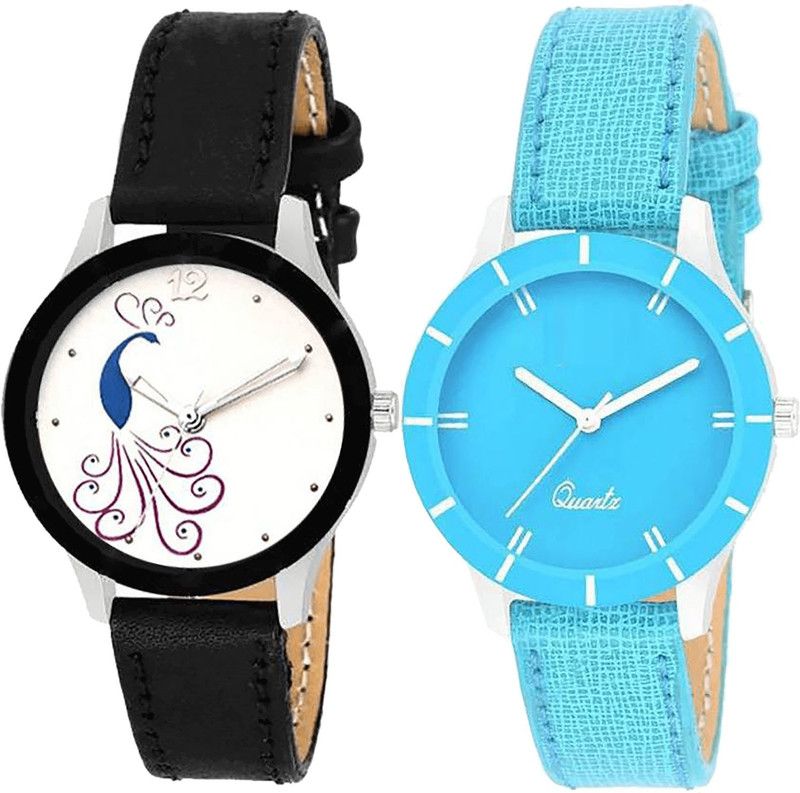combo watch Analog Watch - For Girls Latest Rich Peacock Analogue Black And Blue Color Girls And Women Watch - G271-G269 (Combo of 2 )