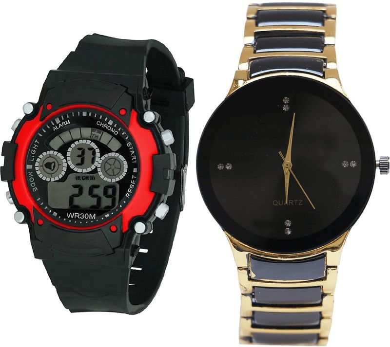 combo watch Analog Watch - For Girls Modish Luxury Kids Analogue Black Color Boys And Men Watch - B5-B69 (Combo Of 2 )