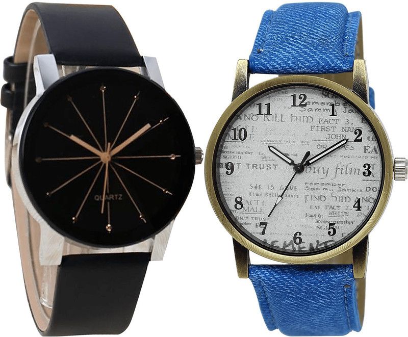 combo watch Analog Watch - For Girls Latest Fashion Analogue Black And Blue Color Boys And Men Watch - B51-BL46.28 (Combo Of 2 )