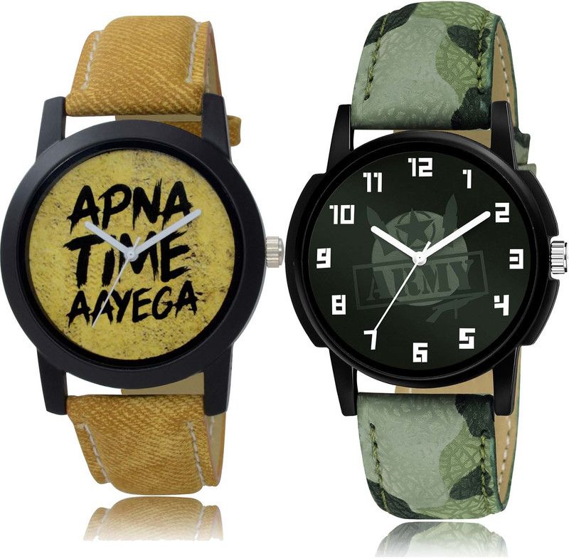 combo watch Analog Watch - For Men Best Collegian Apna Time Aayega And Watch - B383-B21 (Combo Of 2 )