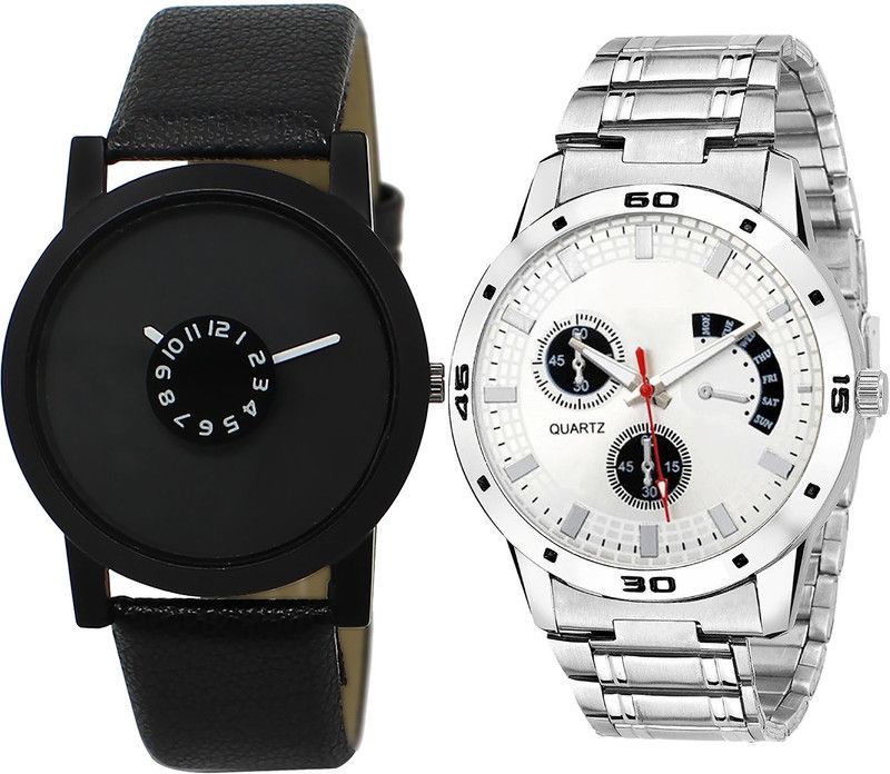 combo watch Analog Watch - For Girls Best Tread Analogue Black And Silver Color Boys And Men Watch - BL46.25-B85 (Combo Of 2 )