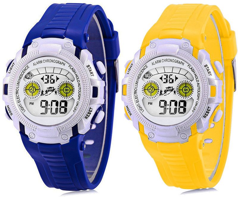 Combo of 2,Alarm,WaterProof,Stopwatch Kids Digital Watch - For Boys EF62033-2EG-NAVY-YELLOW