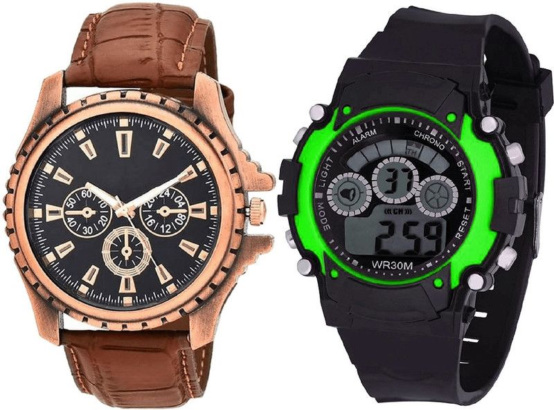 combo watch Analog Watch - For Girls Modish Analogue Kids Analogue Brown And Black Color Boys And Men Watch - B110-B3 (Combo Of 2 )