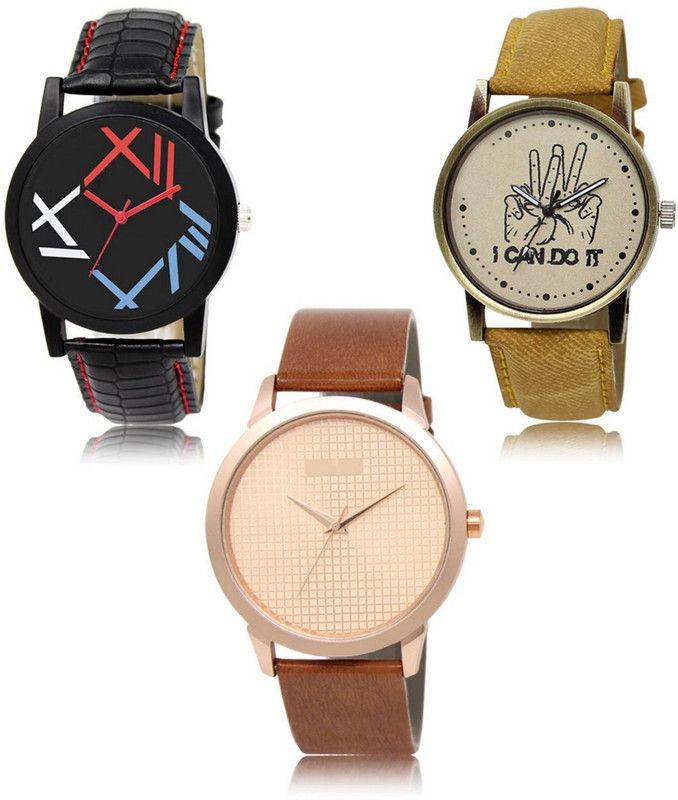 Stylish Attractive Professional Designer Combo Analog Watch - For Men LR-12-30-34 Hot Selling Premium Quality Collection Latest Set of 3