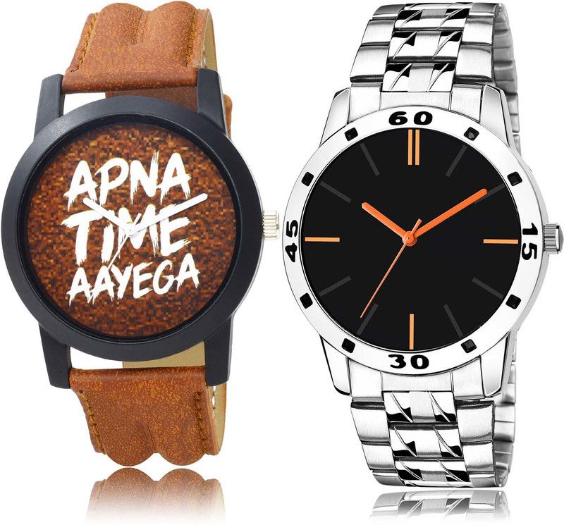 Analog Watch - For Men & Women New Tread Apna Time Aayega And Chain Watch Combo Watch For Boys And Men - BO40-B977