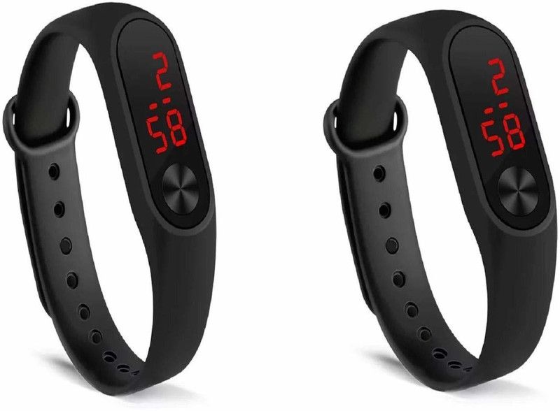 Smart Digital Led Bracelet Digital Watch - For Men & Women Combo Pack Of 2 Black Dial