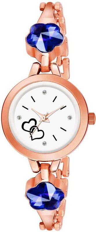New Flower Stone Design Belt & Heart Design Dial Analog Watch - For Women