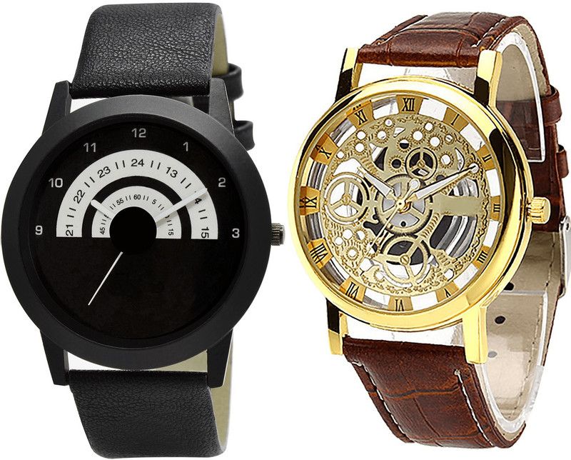 combo watch Analog Watch - For Girls New Wrist Open Analogue Black And Brown Color Boys And Men Watch - B48-B45 (Combo Of 2 )