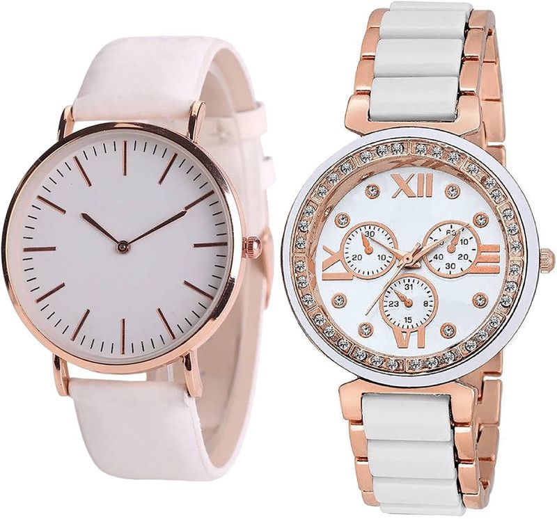 combo watch Analog Watch - For Girls Treading Tread Analogue White Color Girls And Women Watch - G193-G210 (Combo Of 2 )