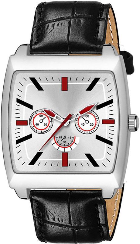 Analog Watch - For Men New Stylish Maroon Design slim Square Dail Black Leather belt
