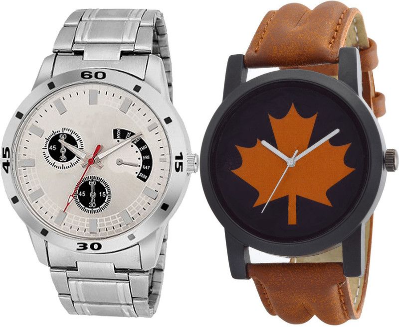 combo watch Analog Watch - For Men Brand New Royal Silver And Brown Color Boys Watch - BL46.101-B34 (Combo Of 2 )