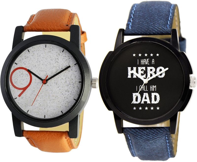 combo watch Analog Watch - For Girls Classical 3D Design Brown And Blue Color - B33-BL46.7