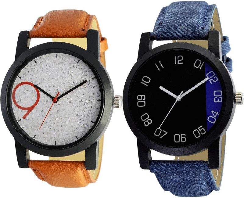 combo watch Analog Watch - For Girls Brand New Heart Analogue Brown And Blue Color Boys And Men Watch - B33-B37 (Combo Of 2 )