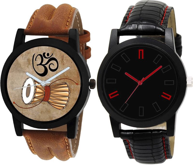 combo watch Analog Watch - For Girls Best Professional Damru Analogue Brown And Black Color Boys And Men Watch - B25-B28 (Combo Of 2 )