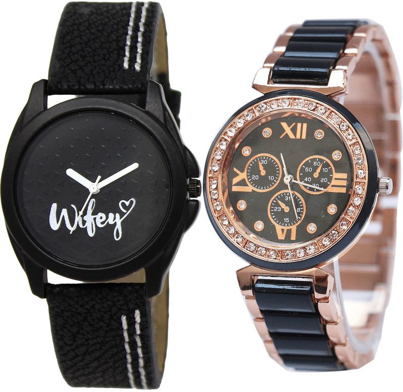 combo watch Analog Watch - For Girls Latest Quartz Wife Analogue Black Color Girls And Women Watch - Gl234-G209 (Combo Of 2 )