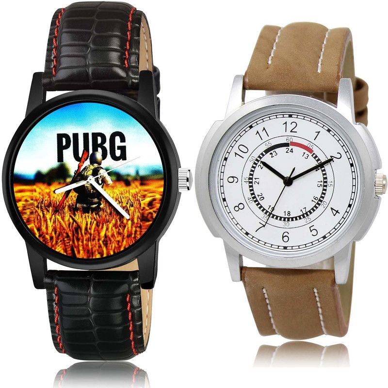 combo watch Analog Watch - For Boys Treading Love Pubg Military Army Black And Brown Color Boys And Men Watch - B476-BL46.17 (Combo Of 2)