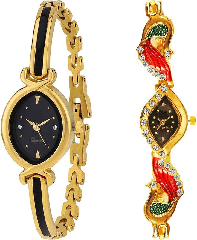 combo watch Analog Watch - For Girls Contemporary Collegian Analogue Gold Color Girls And Women Watch - G121-G117 (Combo Of 2 )