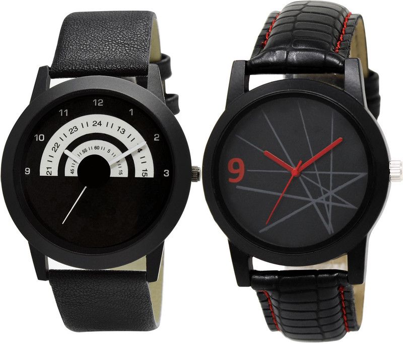 combo watch Analog Watch - For Girls Modern Fancy Analogue Black Color Boys And Men Watch - B48-BL46.8 (Combo Of 2 )