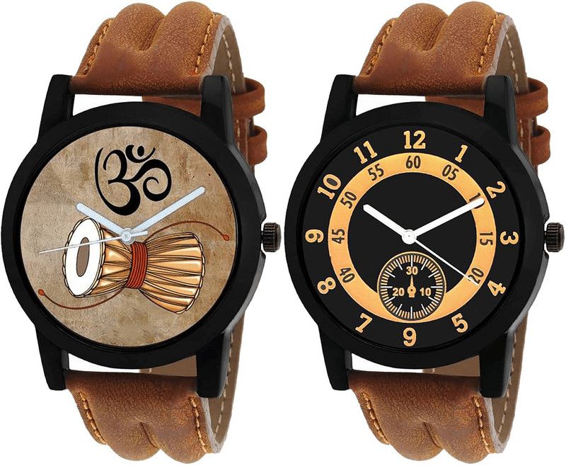 combo watch Analog Watch - For Girls Classical Valentine Damru Analogue Brown Color Boys And Men Watch - B25-B14 (Combo Of 2 )