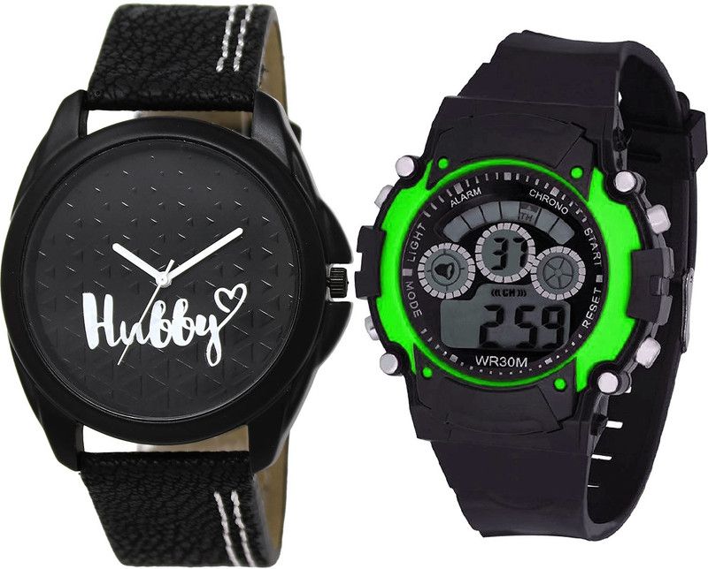 combo watch Analog Watch - For Girls New Love Hubby And Kids Analogue Black Color Boys And Men Watch - BL46.31-B3 (Combo Of 2 )