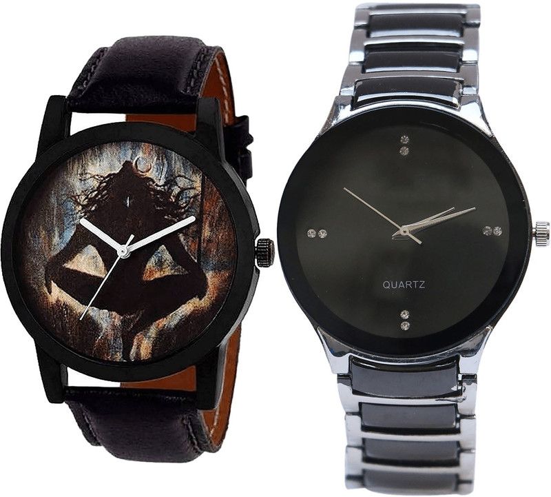 combo watch Analog Watch - For Girls Brand New Fancy Mahadev Analogue Black Color Boys And Men Watch - B24-B68 (Combo Of 2 )