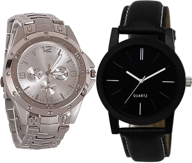 combo watch Analog Watch - For Men Designer Love Dad Analogue Silver And Black Color Boys Watch - B72-BL46.5 (Combo Of 2 )