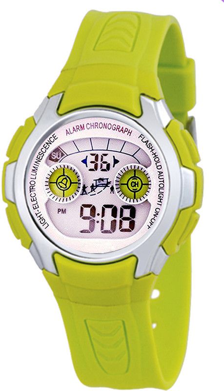 Waterproof ,Alarm Function, Stopwatch & Seven Light Display Digital Watch - For Boys & Girls EF20B-4GREEN