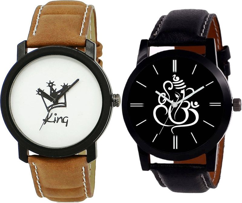 combo watch Analog Watch - For Girls Latest Style King And Ganpati Analogue Brown And Black Color Boys And Men Watch - BL46.18-B27 (Combo Of 2 )