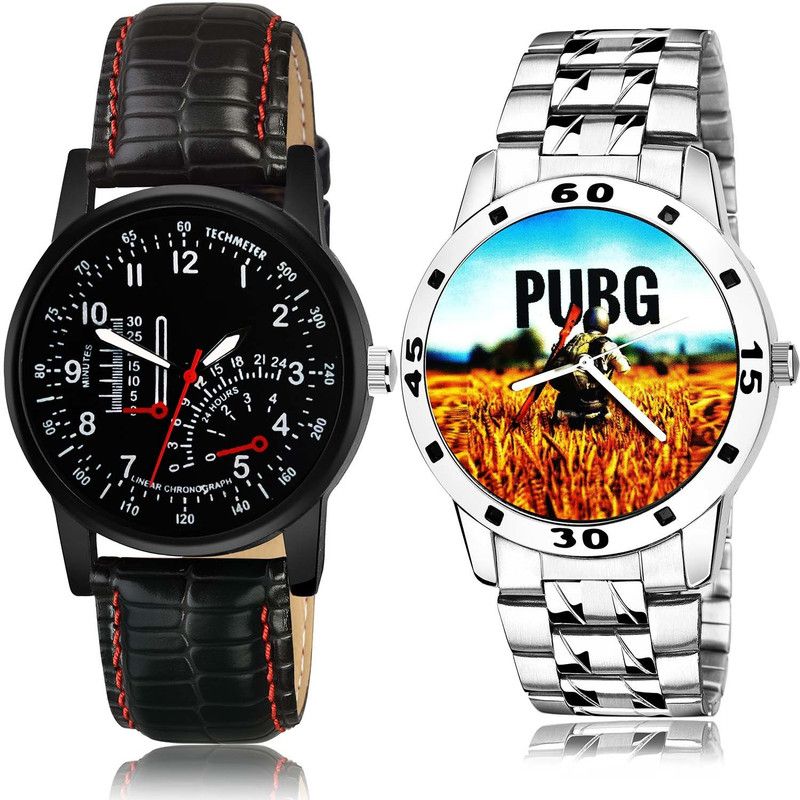Analog Watch - For Men Modern 3D Design Pubg Military Army Chain Watch Watch - B898-B488 (Combo Of 2 )