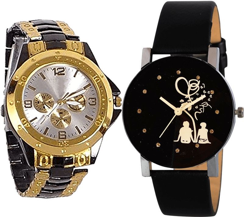 combo watch Analog Watch - For Men & Women Latest High Quality Couple Love Analogue Black Color Boys And Men Watch - B73-B138 (Combo Of 2 )