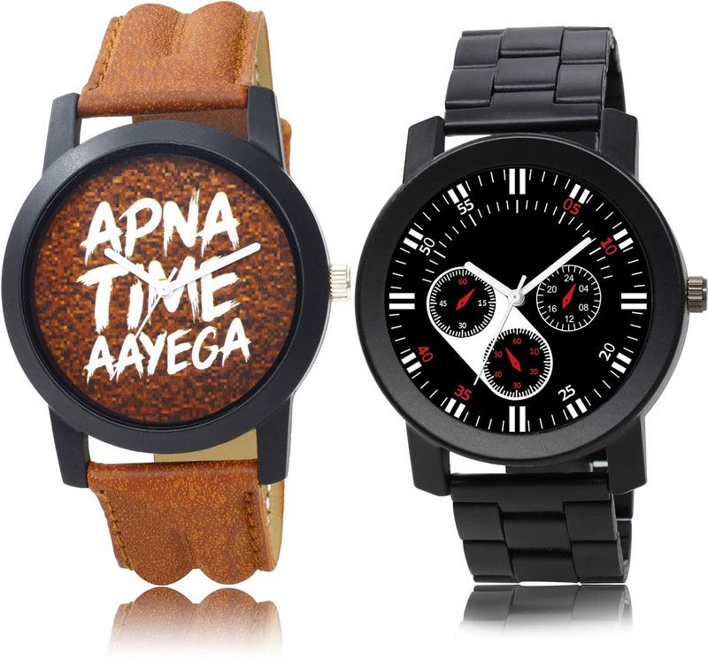 combo watch Analog Watch - For Boys New Rich Apna Time Aayega And Chain Watch Combo Watch For Boys And Men - BO40-B948