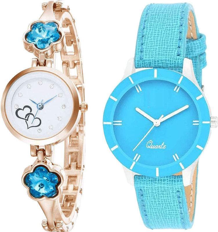 combo watch Analog Watch - For Girls Best Collegian Love Valentine Analogue Rose Gold And Blue Color Girls And Women Watch - G435-G269 (Combo Of 2 )