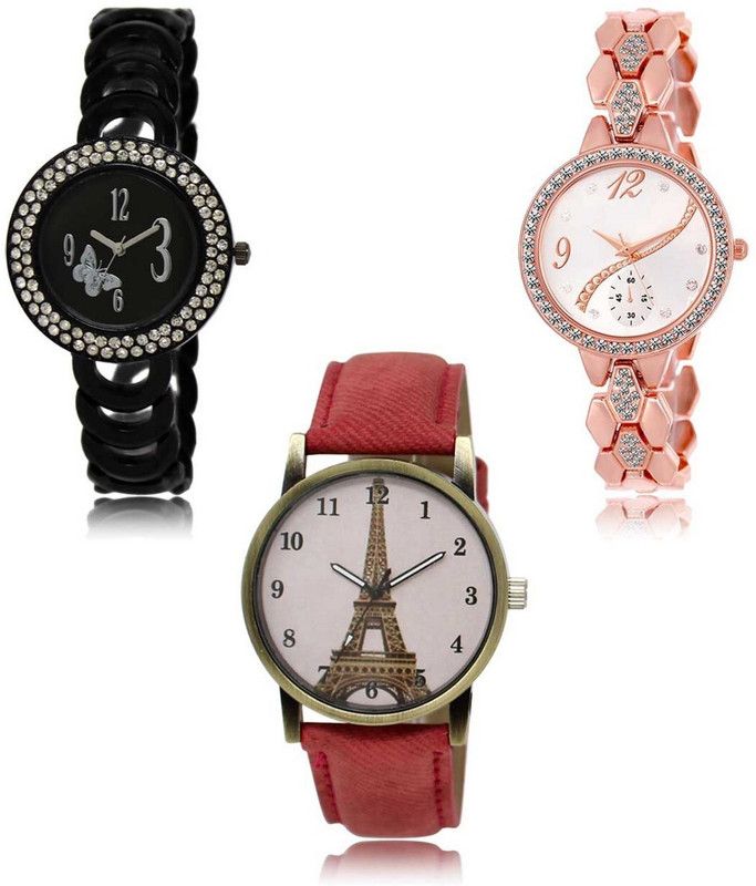 Latest Set of 3 Stylish Attractive Professional Designer Combo Analog Watch - For Women LR-201-215-230 Premium Quality Collection