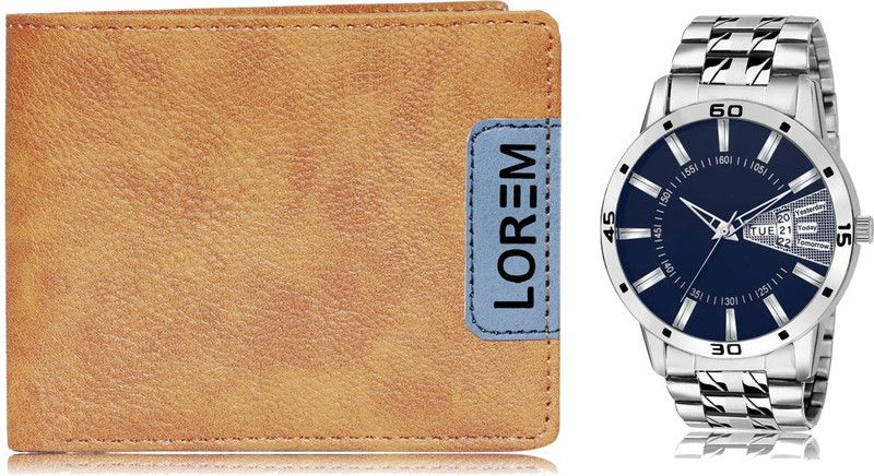 Combo Of Men Watch & Artificial Leather Wallet- Analog Watch - For Men FZ-WL11-LR102