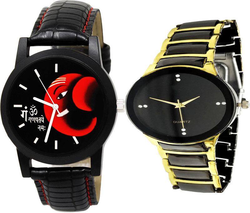 combo watch Analog Watch - For Girls Contemporary Present Ganpti Analogue Black Color Boys And Men Watch - B120-B69 (Combo Of 2 )