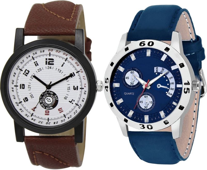 combo watch Analog Watch - For Girls Modish Luxury Analogue Brown And Blue Color Boys And Men Watch - BL46.11-B56 (Combo Of 2 )